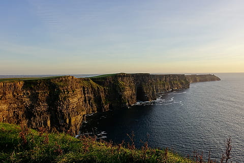 cliffs, sea, ireland, sunset, moher, landscape, scenics - nature HD wallpaper