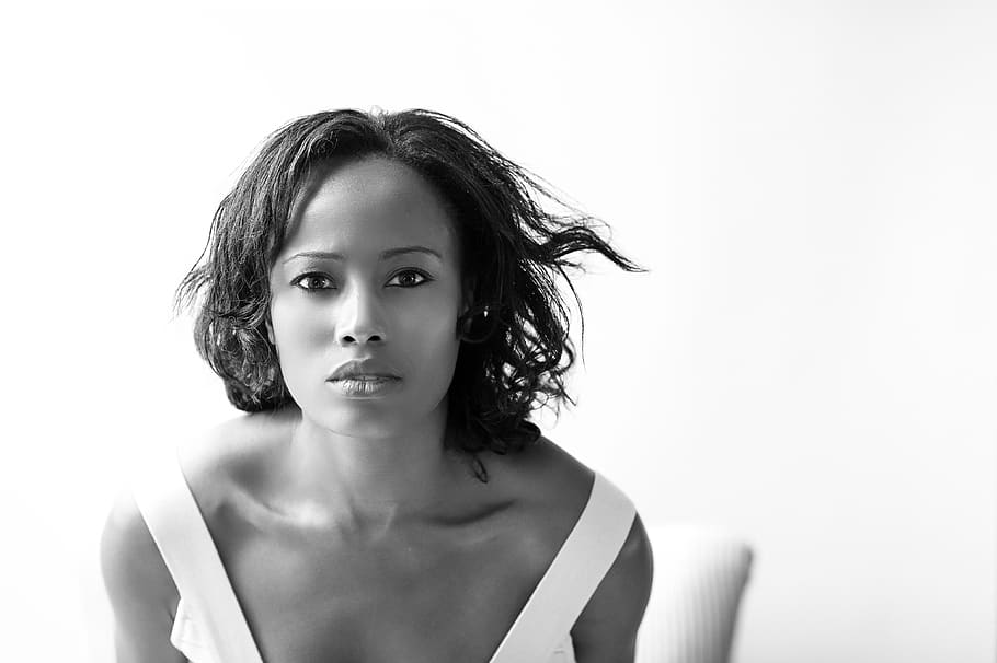 portrait, looking at camera, beauty, studio shot, headshot HD wallpaper