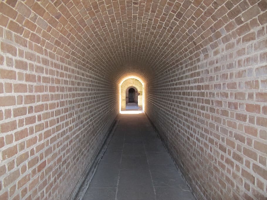 corridor, amelia island, fl, usa, fortress tunnel, building, HD wallpaper