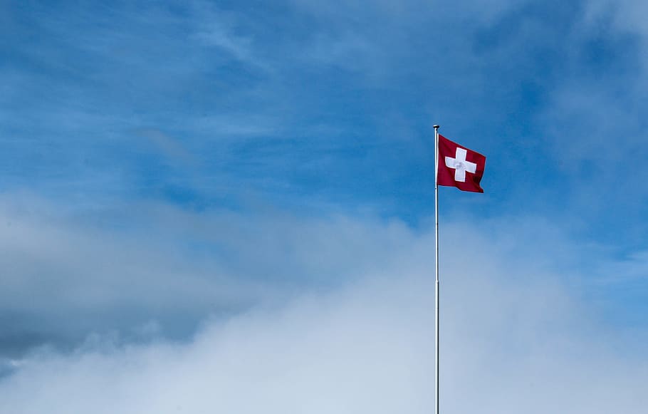 switzerland, interlaken, sky, mountain, flag, travel, summer, HD wallpaper