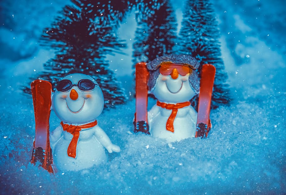 snowman, ski, skiing, snowfall, winter, fun, cold, frost, wintry HD wallpaper