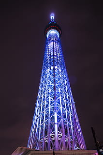 japan, sumida-ku, tokyo skytree, winter, night, low angle view HD wallpaper