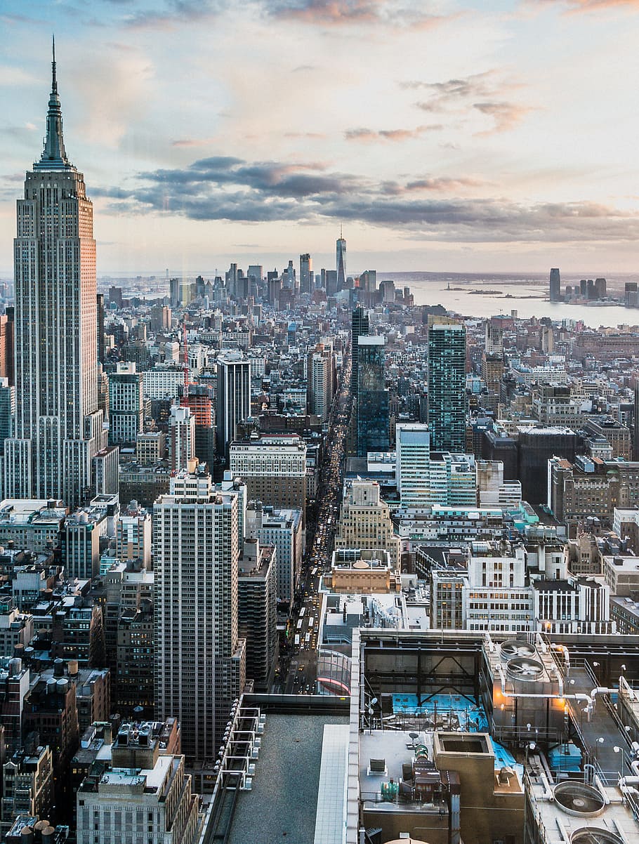 bird's eye view photography of buildings, city, cityscape, skyscraper HD wallpaper