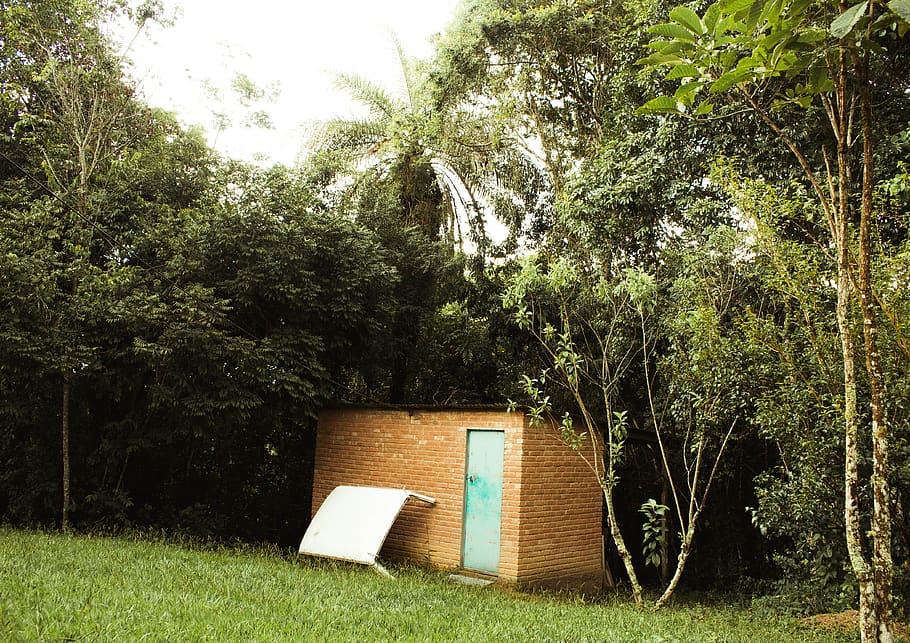 Brown Concrete Storage Room, bricks, daylight, environment, garden HD wallpaper