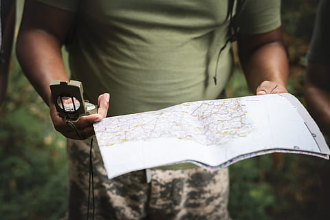 Photo of Person Holding Map and Compass, activity, adventure HD wallpaper