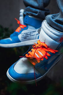 Blue and orange nike high top sneakers photo – Free Shoe Image on