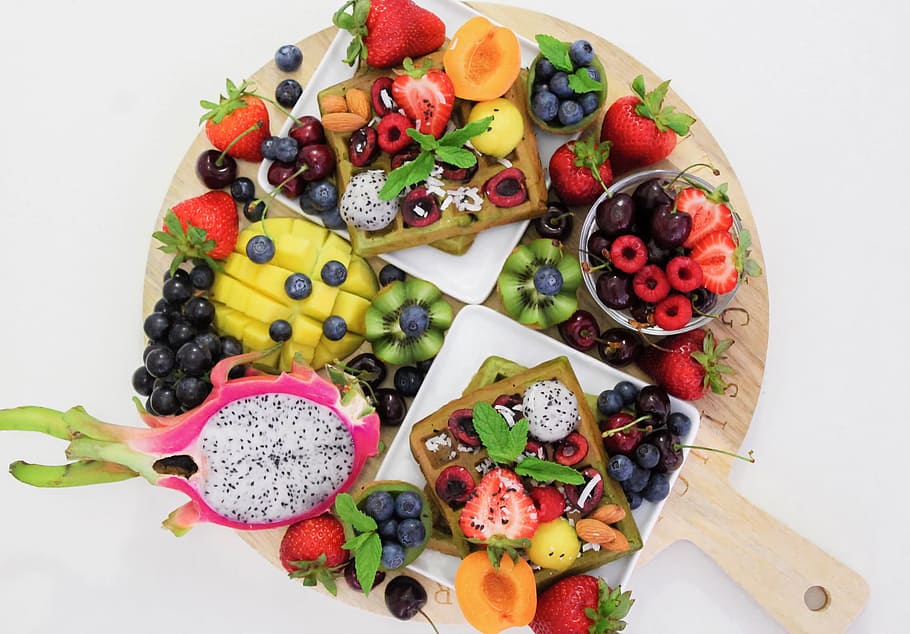 Top View Photo of Assorted Fruits, berries, blueberries, cherries HD wallpaper