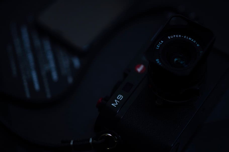 black M9 camera, electronics, digital camera, camera lens, strap