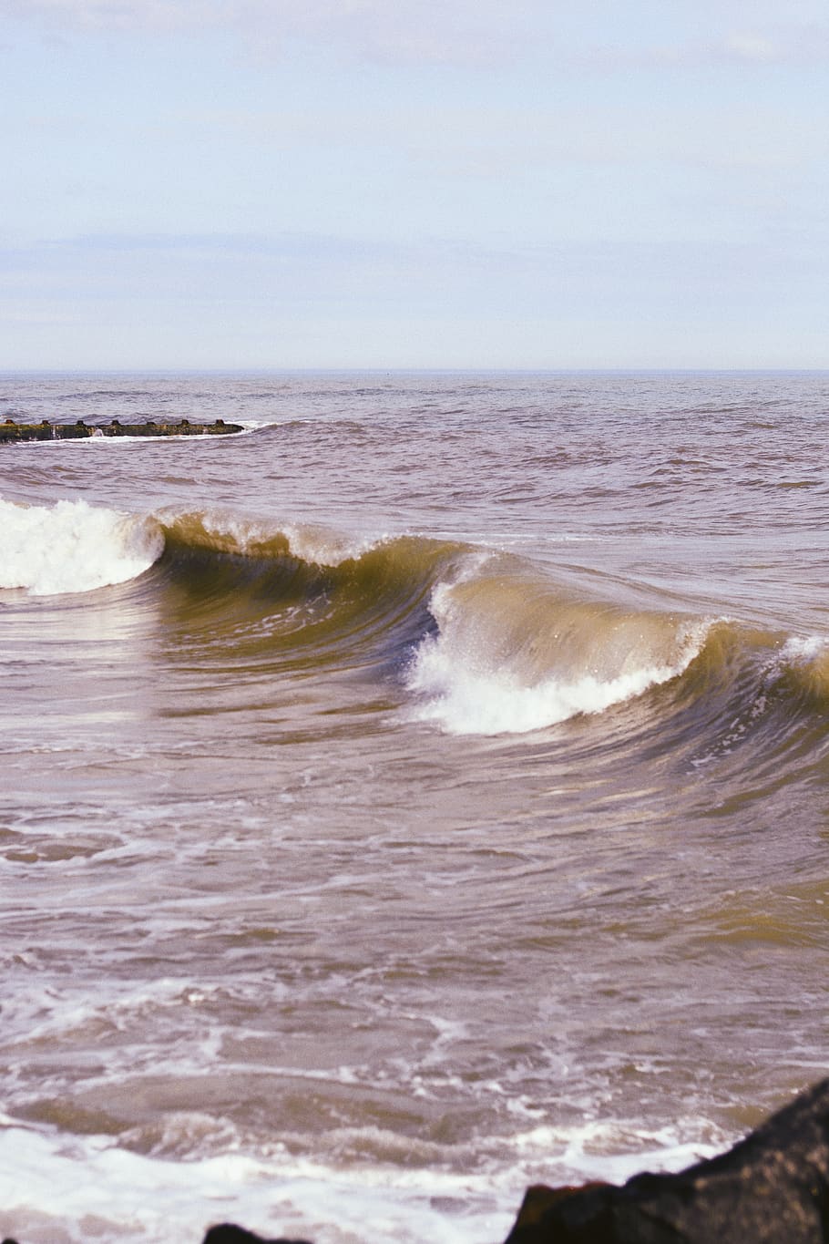 wave, waves, sea, water, nature, wallpaper, background, sky HD wallpaper