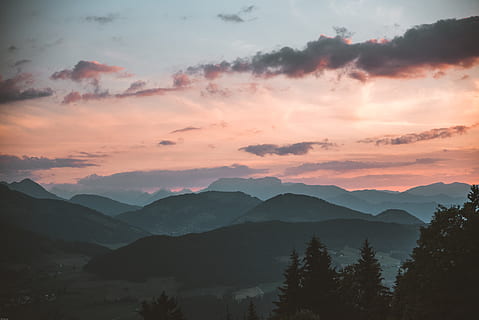 Scenic View Of Mountains During Dawn, 4k wallpaper, clouds, desktop background HD wallpaper