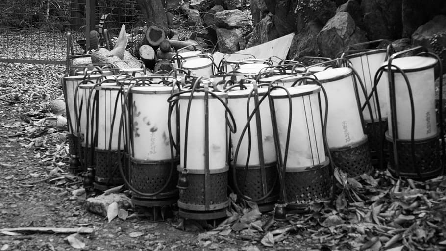containers, tanks, tubes, tree, nature, day, plant, land, no people HD wallpaper