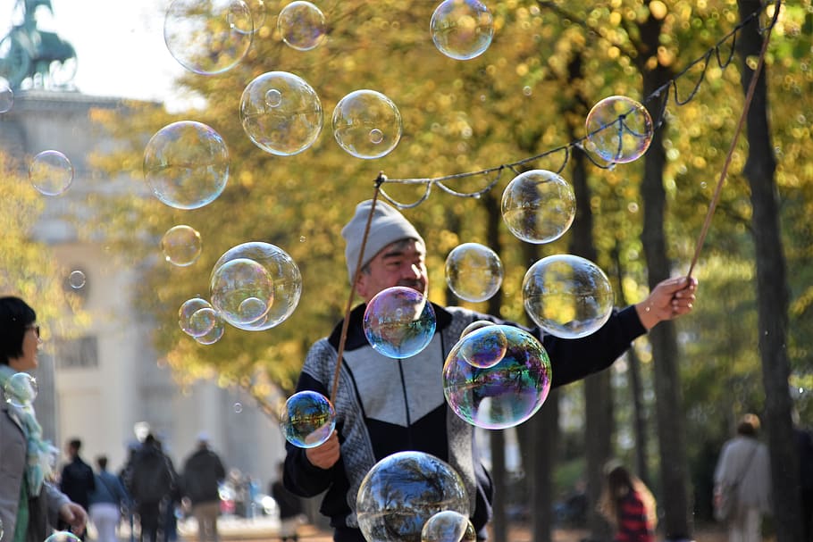 germany, berlin, scheidemannstraße 5, bubble, soap sud, mid-air HD wallpaper