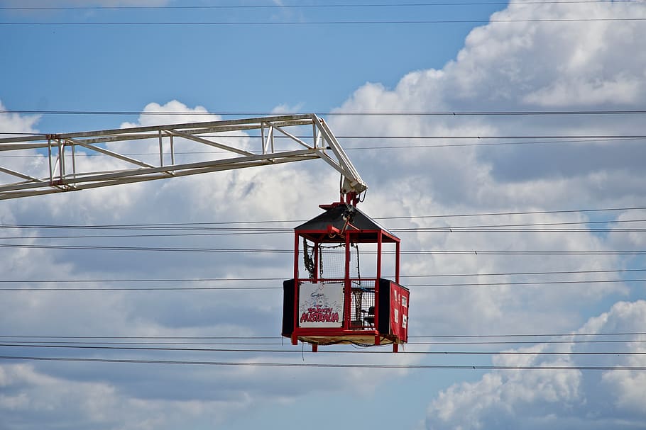 platform, suspending, overlook, crane, stand, high, cloud - sky HD wallpaper