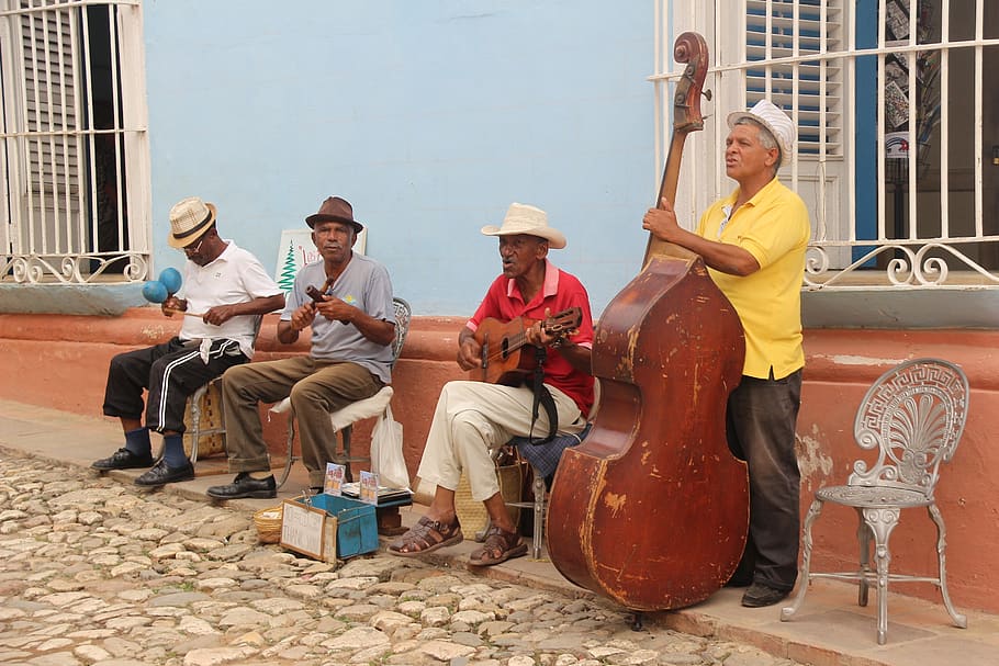 salsa, trinidad, cuba, music, street, band, sitting, men, group of people, HD wallpaper