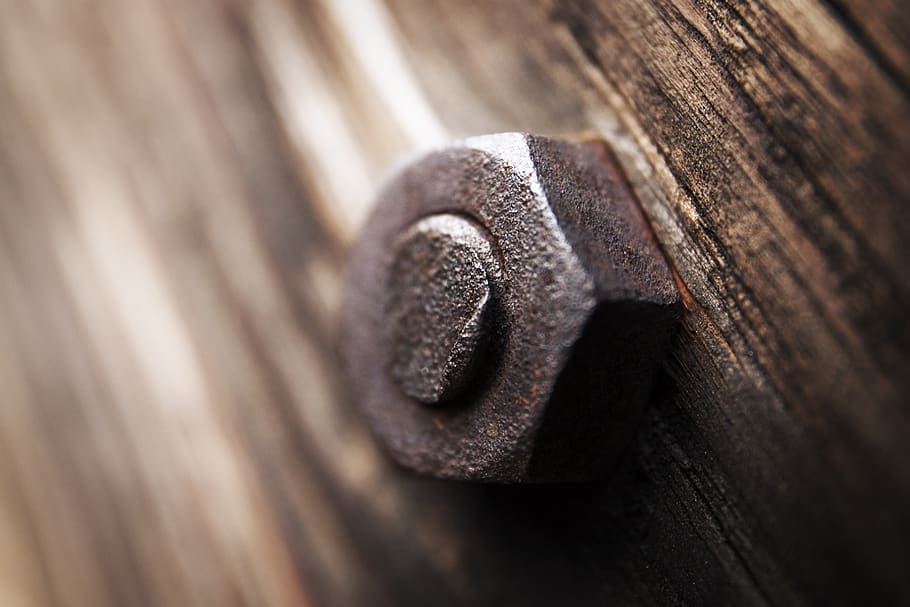switzerland, visp, screw, nut, texture, blur, brown, wood, dark HD wallpaper
