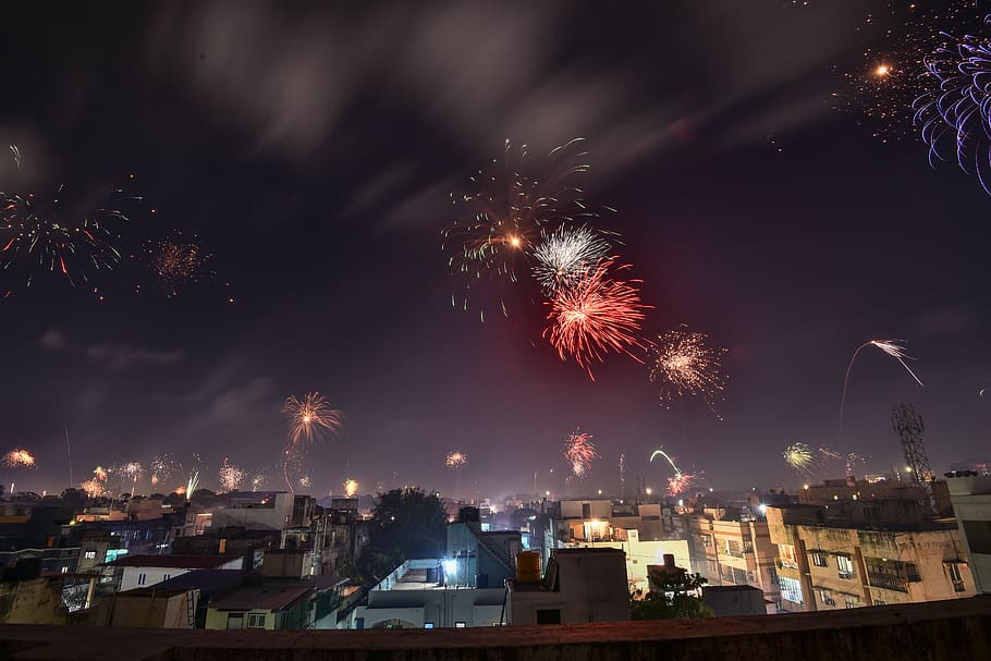 firework, firework display, architecture, building exterior HD wallpaper
