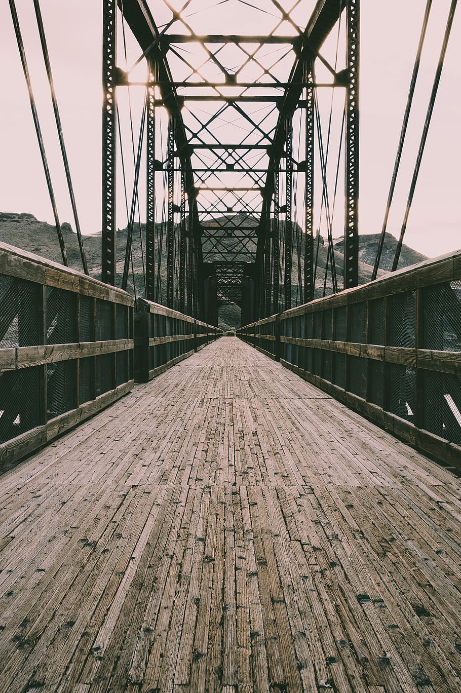 Gray and Black Bridge With No People, architecture, connection HD wallpaper