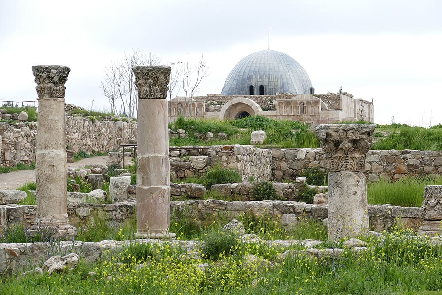 jordan, amman, citadel hill, antiquity, historic center, capital, HD wallpaper