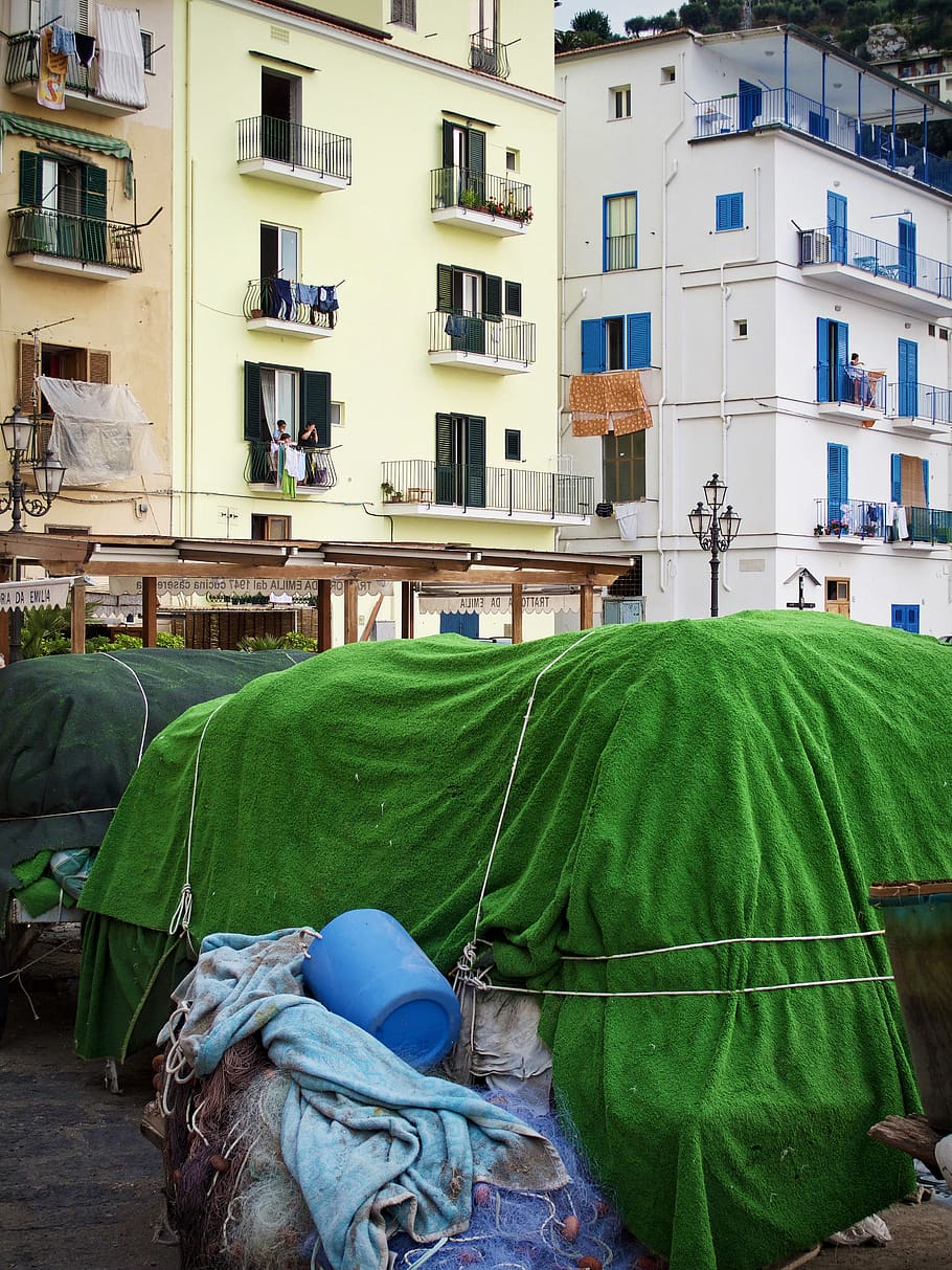 italy, sorrento, coverage, green, harbour, building exterior HD wallpaper