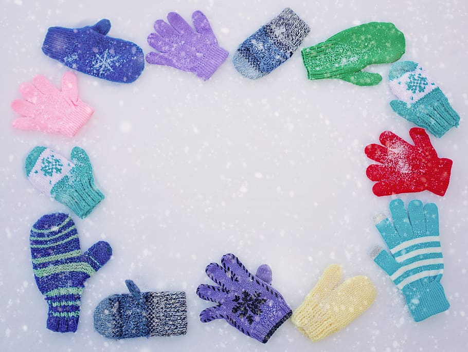 mittens, border, frame, design, seasonal, decorative, holiday HD wallpaper