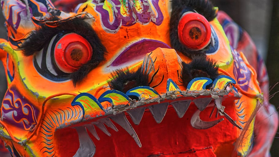 yellow and red dragon accessory, multi colored, creativity, art and craft HD wallpaper