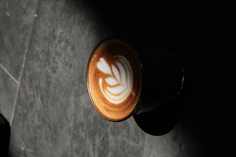 coffee, shadow, latte art, wallpaper, simple, minimalism, coffee - drink HD wallpaper