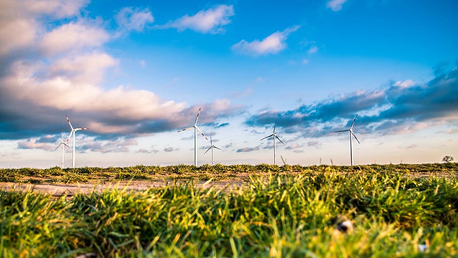 windmill, structure, green, grass, field, farm, landscape, nature HD wallpaper