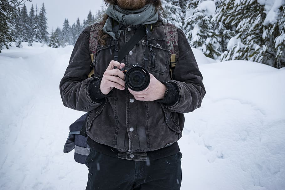 Man Holding Dslr Camera, adventure, cold, person, photographer HD wallpaper