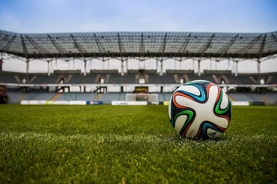 the ball, stadion, football, the pitch, grass, game, sport, HD wallpaper