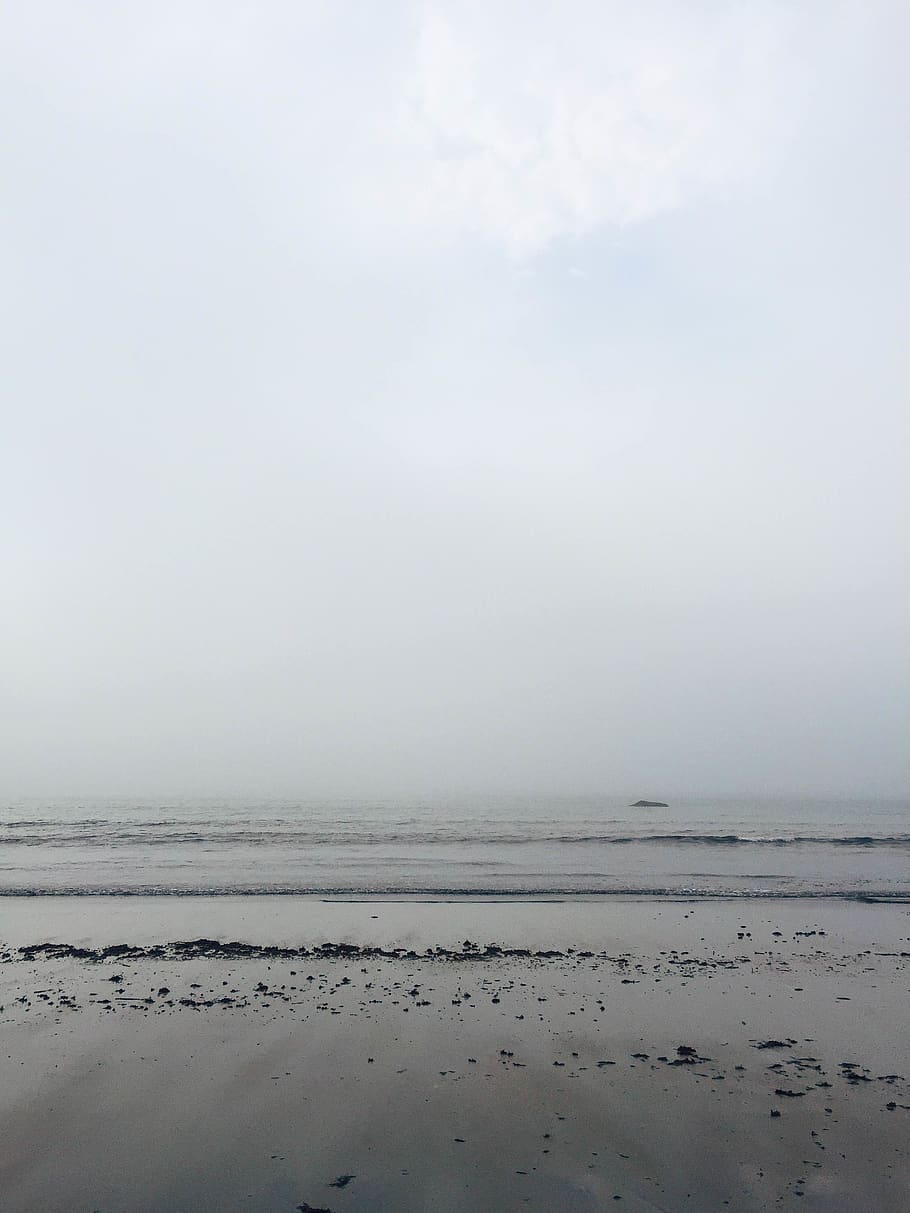 hampton beach, ocean, fog, sky, water, tranquility, scenics - nature HD wallpaper