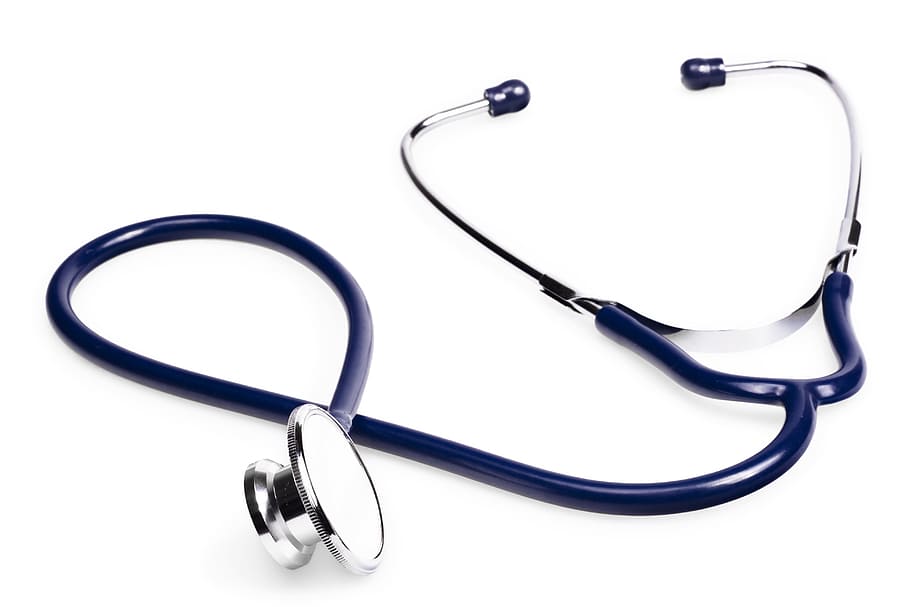 stethoscope, blue, medical, control, test, pressure, isolated