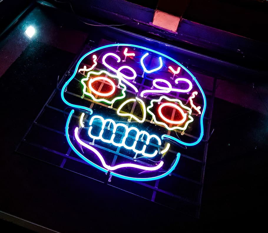 neon, illuminated, text, night, communication, commercial sign HD wallpaper