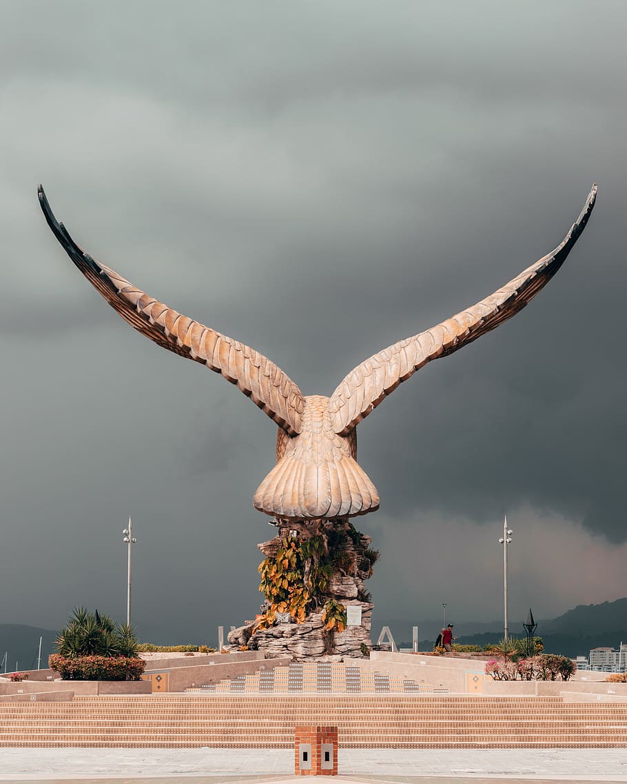gray bird statue, building, architecture, animal, human, person HD wallpaper