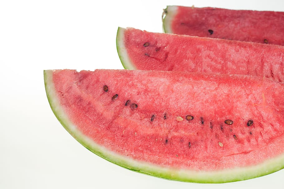 watermelon, slice, isolated, white, sweetfood, red, diet, studio HD wallpaper