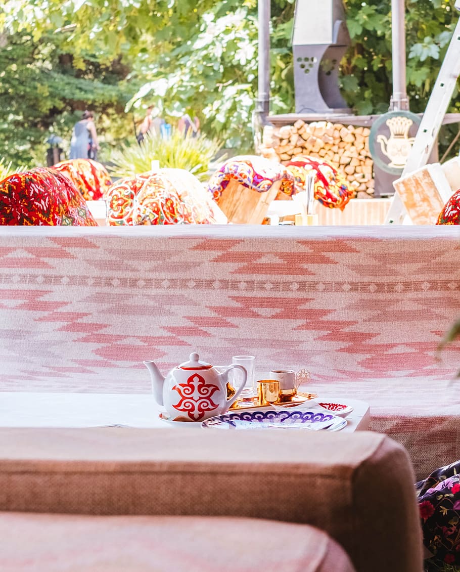 White and Red Ceramic Teapot, café, celebration, ceremony, coffee HD wallpaper