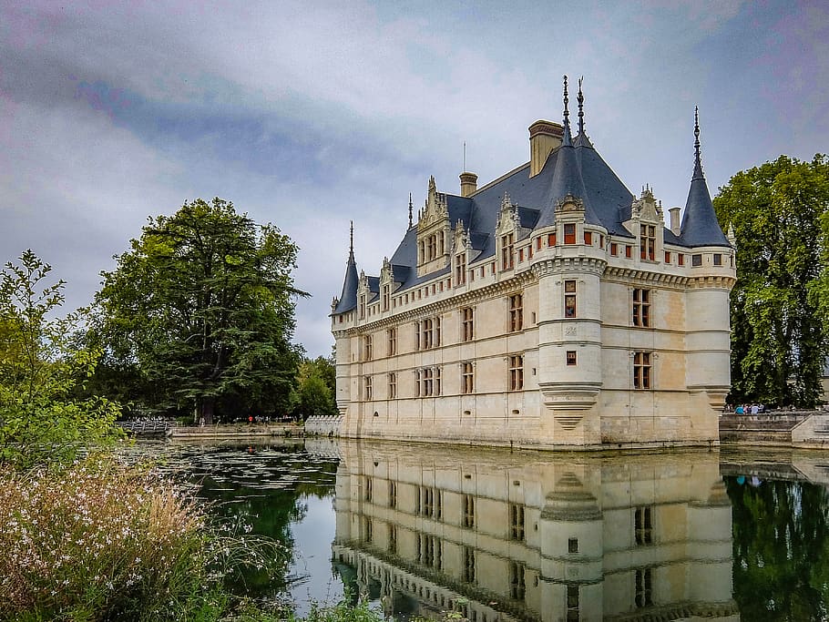 azay-le-rideau, castle, medieval, architecture, chateau, france, HD wallpaper