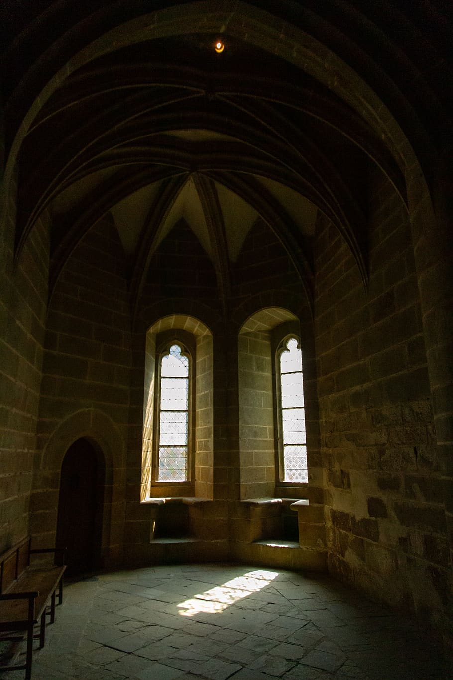 Two White Window Panels Inside Brown Room, arches, architecture HD wallpaper
