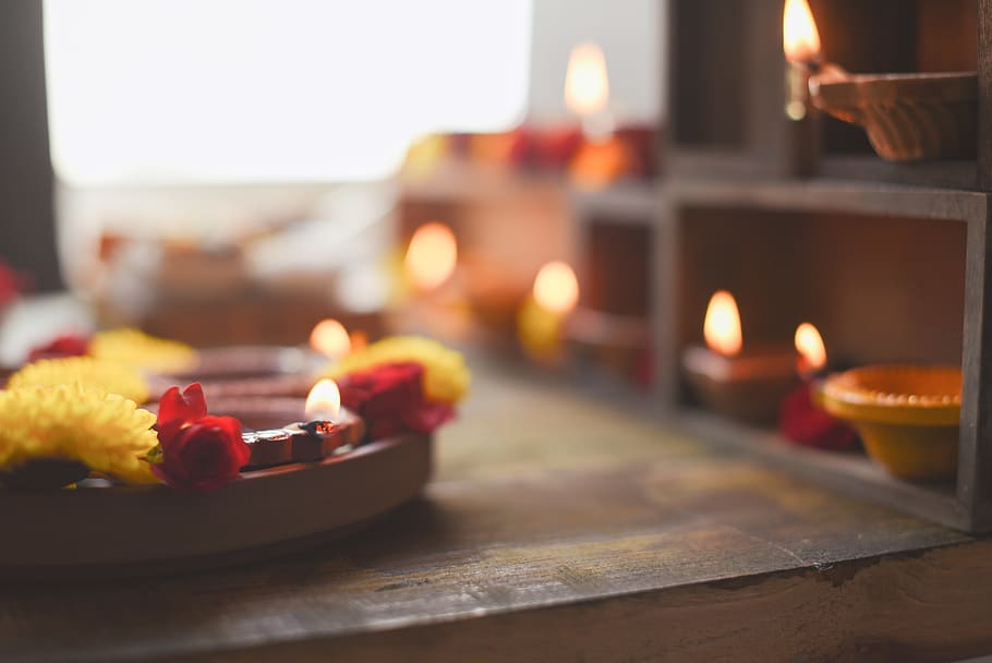 candles in brown pot, diwali, fire, flame, deepawali, deepavali HD wallpaper