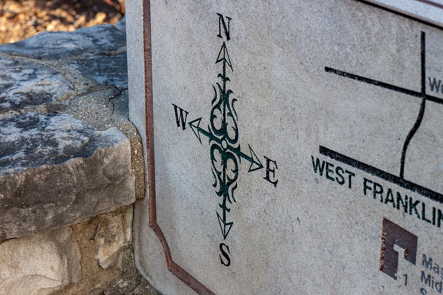 compass, map, stone, text, art and craft, communication, day HD wallpaper