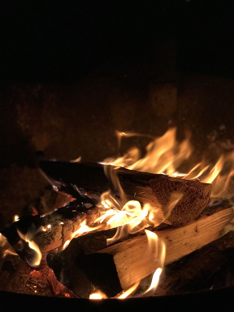 bonfire view, flame, camping, campfire, hearth, glass, goblet HD wallpaper