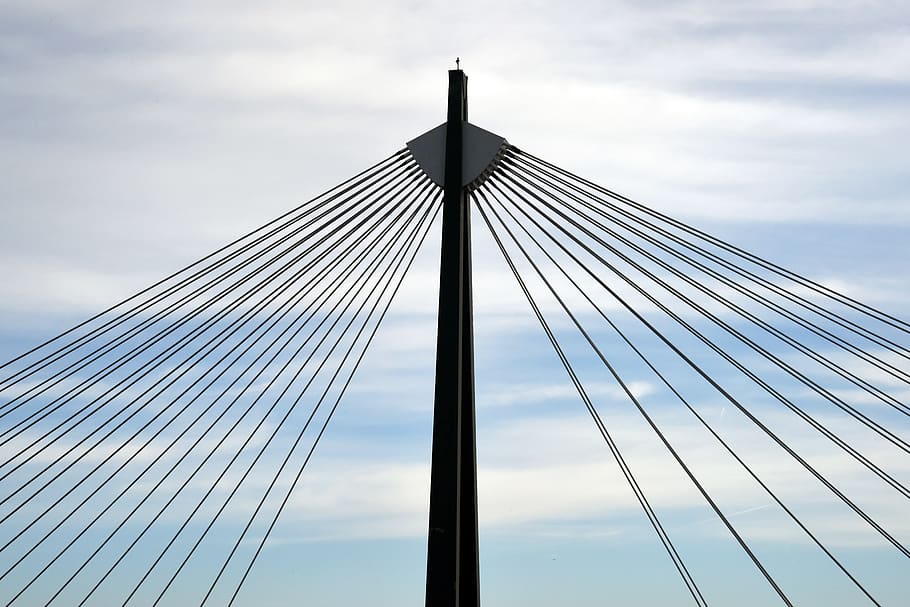 bridge, danube, austria, architecture, heritage, cables, pillar HD wallpaper