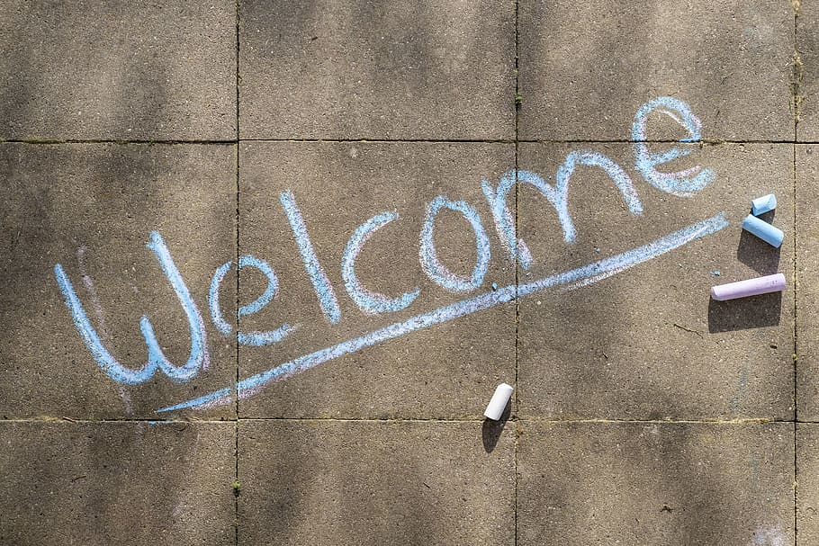 welcome, chalk, flashlights, paint, painting, art, sidewalk HD wallpaper