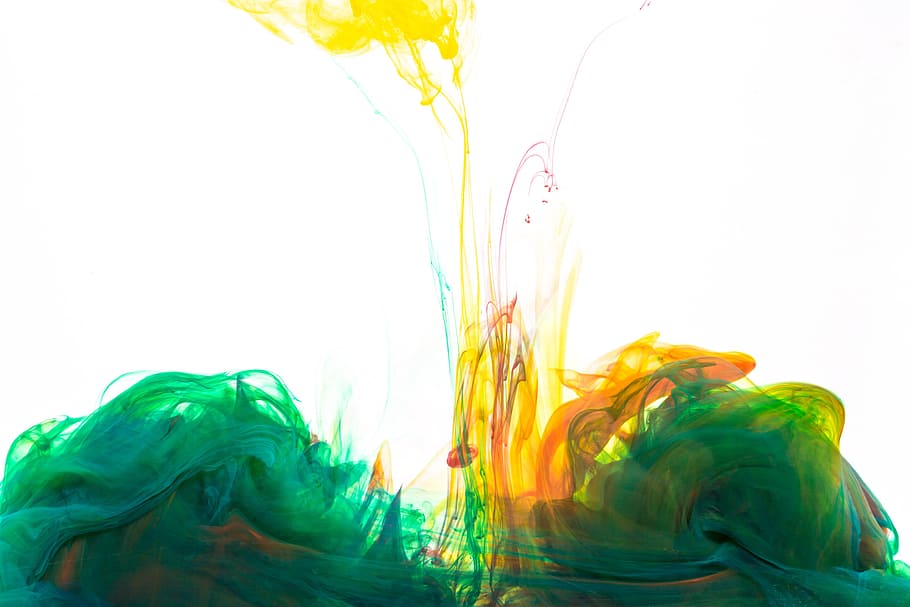 Green Ink With Yellow And Orange Drop Photo, Backgrounds, Textures HD wallpaper
