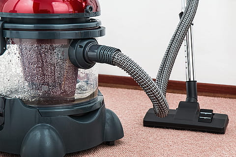 Black and Red Canister Vacuum Cleaner on Floor, appliance, carpet HD wallpaper