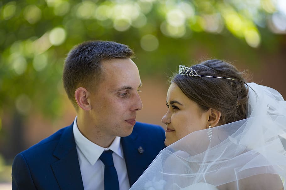 fata, bride, wedding, couple, love, dress, the groom, just married HD wallpaper