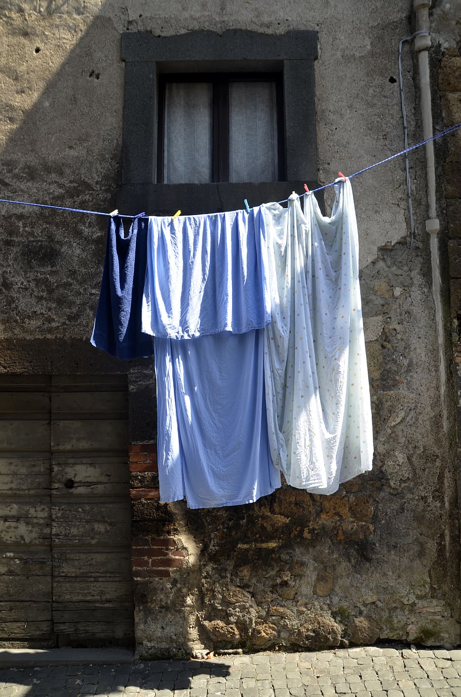 hanging, drying, clothing, laundry, architecture, building exterior, HD wallpaper