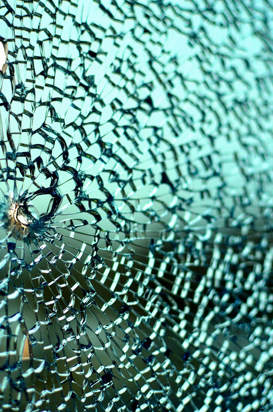 poland, chorzow, spider-web, crash, sky, glass, window, pieces