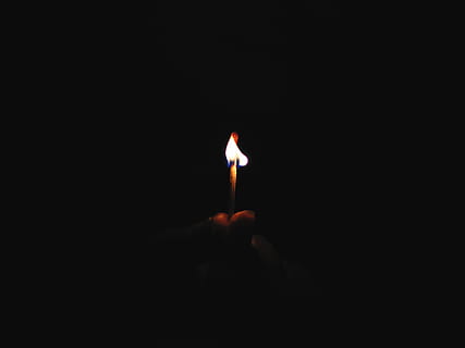 matchstick, fire, yellow, orange, dark, darkness, burning, flame HD wallpaper