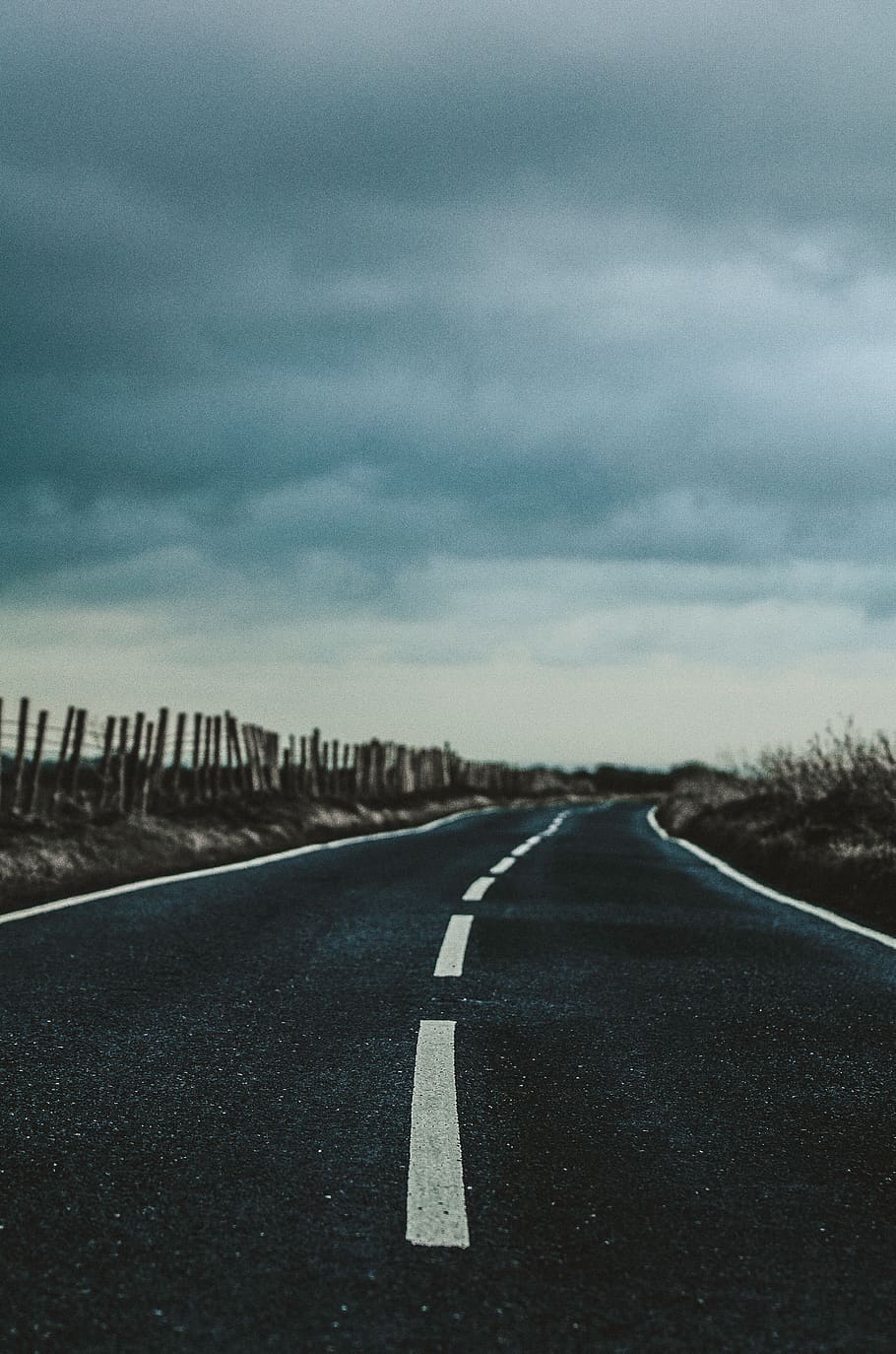 roadway, storm clouds, landscape, cloudy, dramatic, dark, travel, HD wallpaper