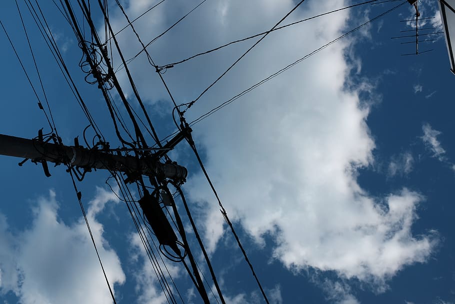 sky, cloud - sky, cable, low angle view, electricity, connection HD wallpaper